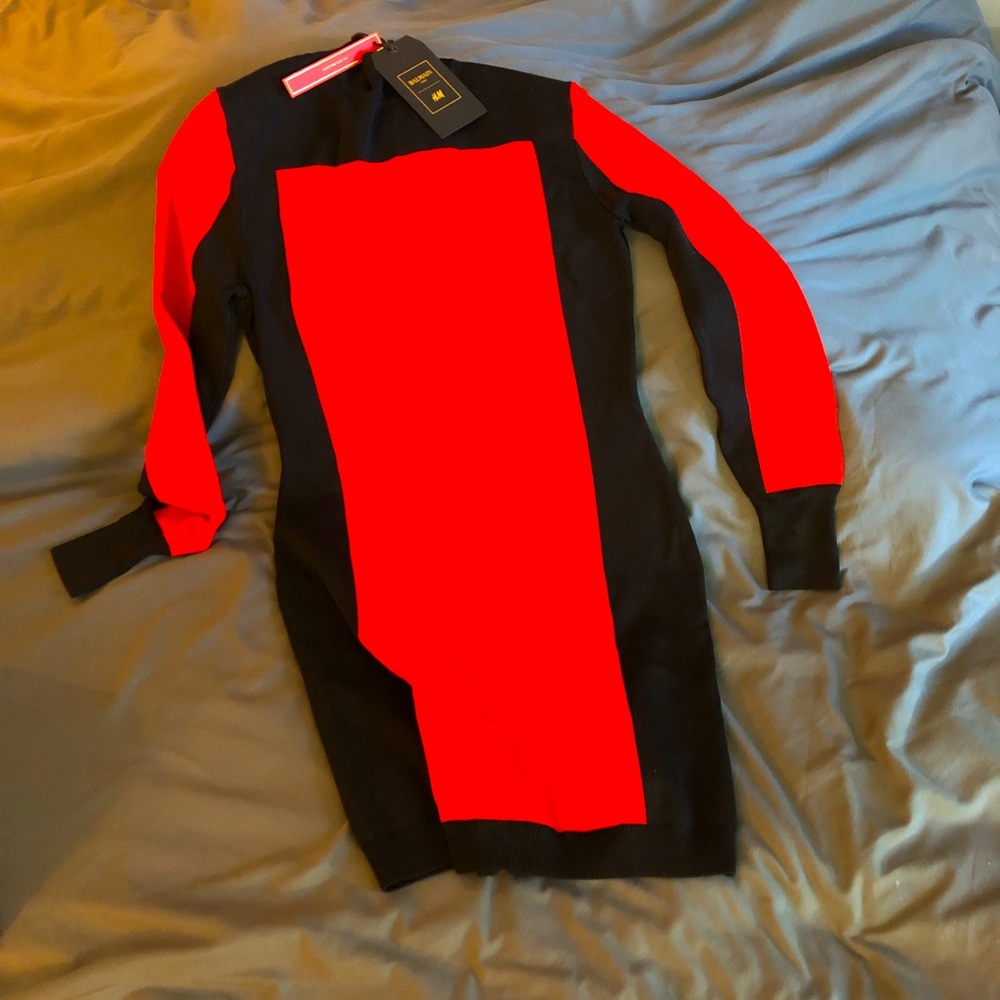 Balmain for H&M size 12 US color-block turtleneck dress. Tags still on.